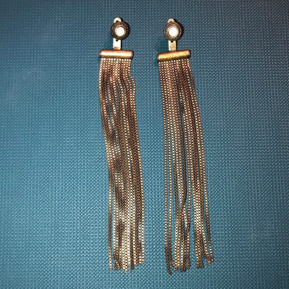 URBAN OUTFITTERS Genuine Brass and opalite tassel earrings - Picture 1 of 3